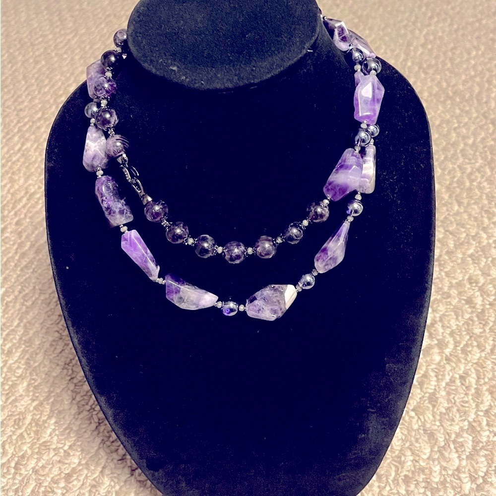 Dream Amethyst Beads Long Necklace